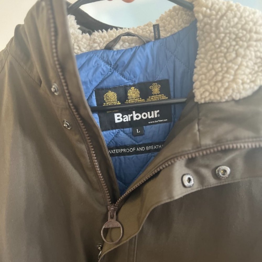 Barbour Shearling Lined Hooded Water Proof Jacket - Picture 2 of 3